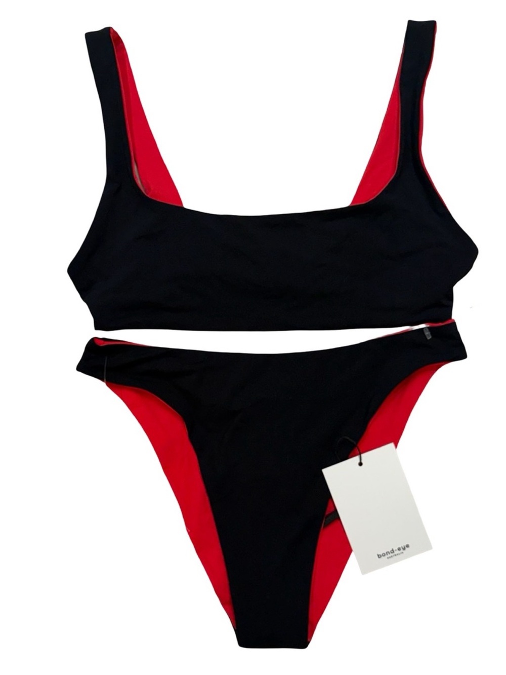 Bare by bond-eye Reversible Bikini Set Black Red XS/S NWT